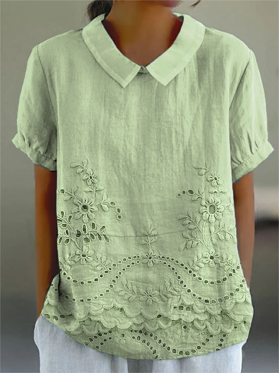 Lily | Blommig Broderad Skjorta