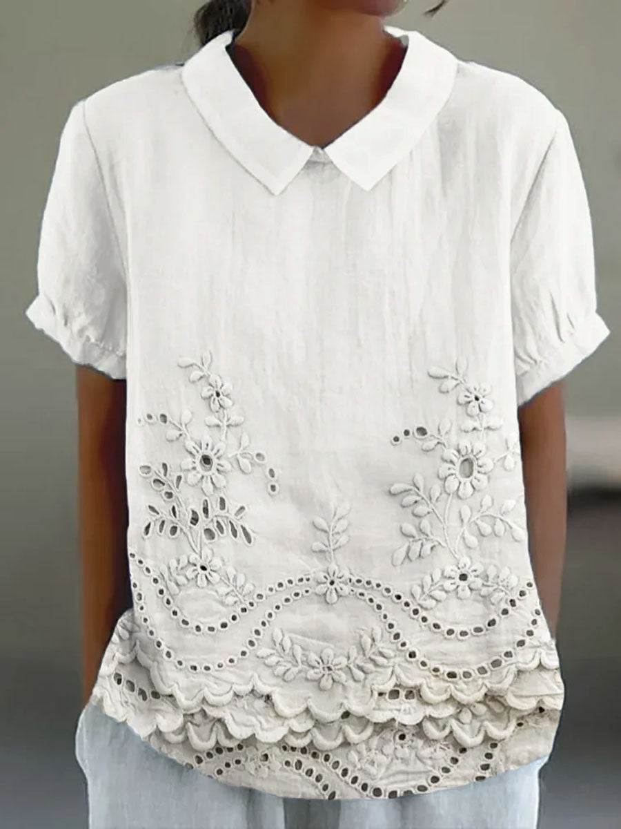 Lily | Blommig Broderad Skjorta