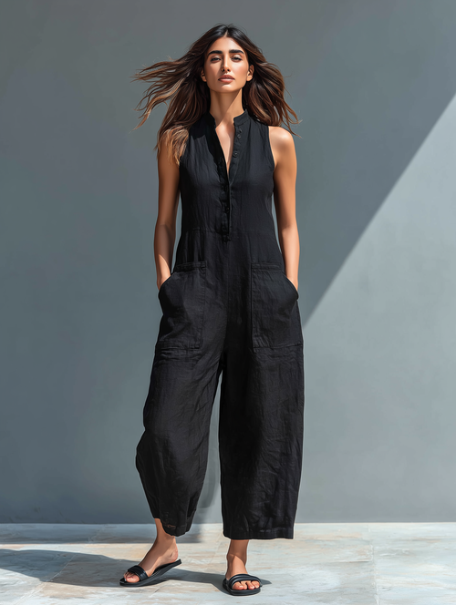 Astrid | Lång flytande jumpsuit med fickor
