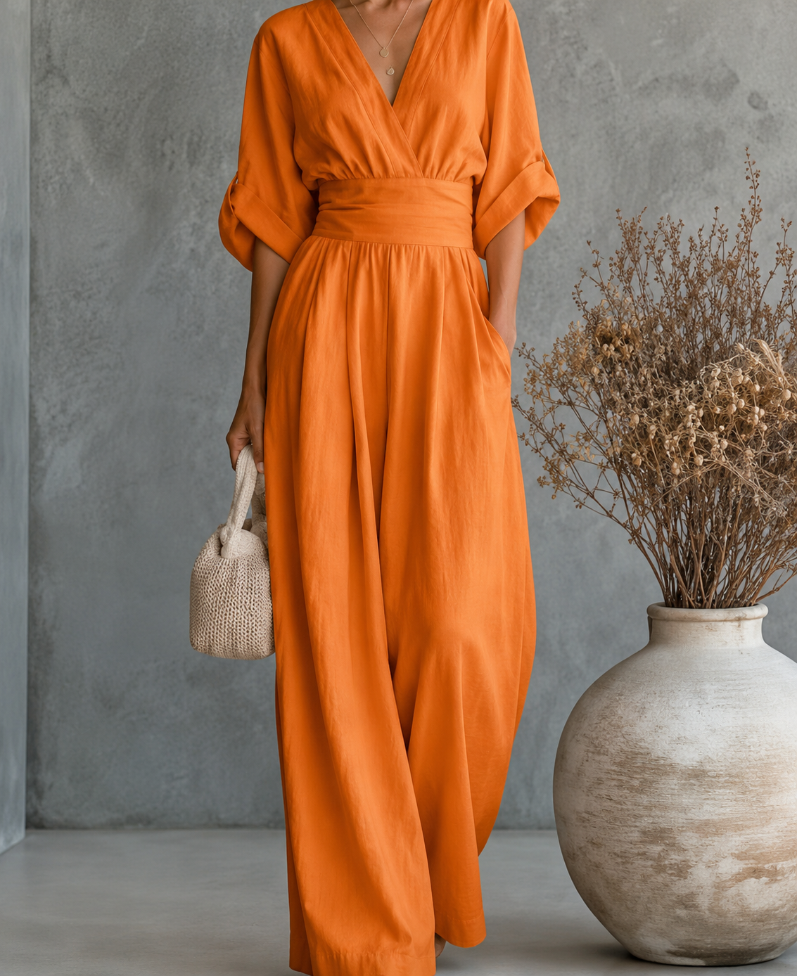 Klara™ | Lång flytande jumpsuit med tryck