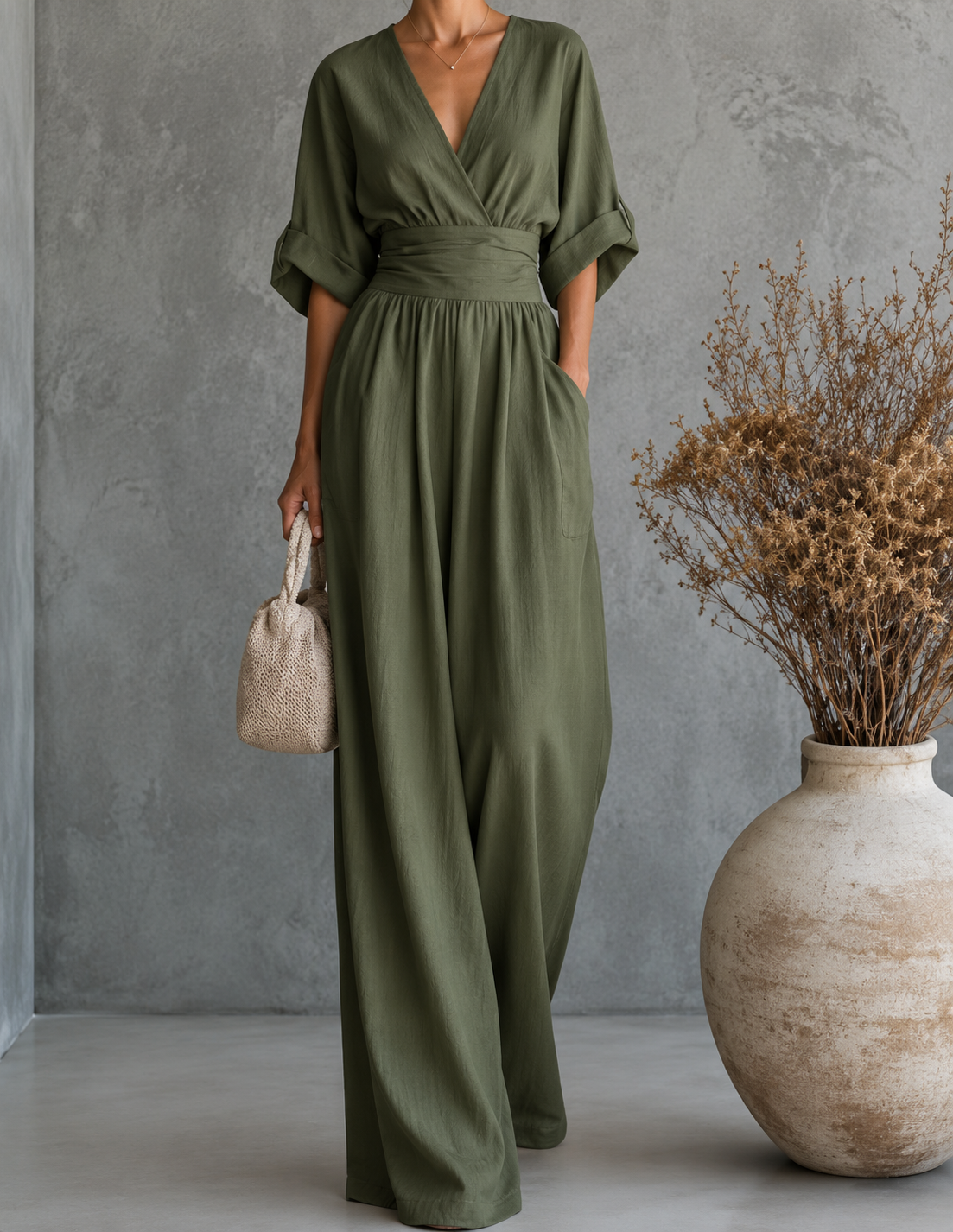 Klara™ | Lång flytande jumpsuit med tryck