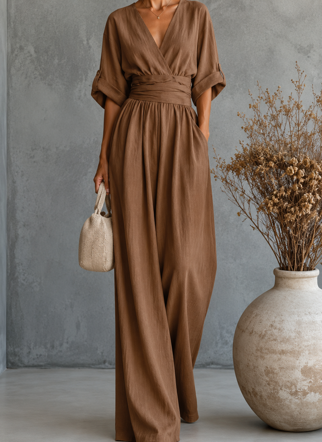 Klara™ | Lång flytande jumpsuit med tryck