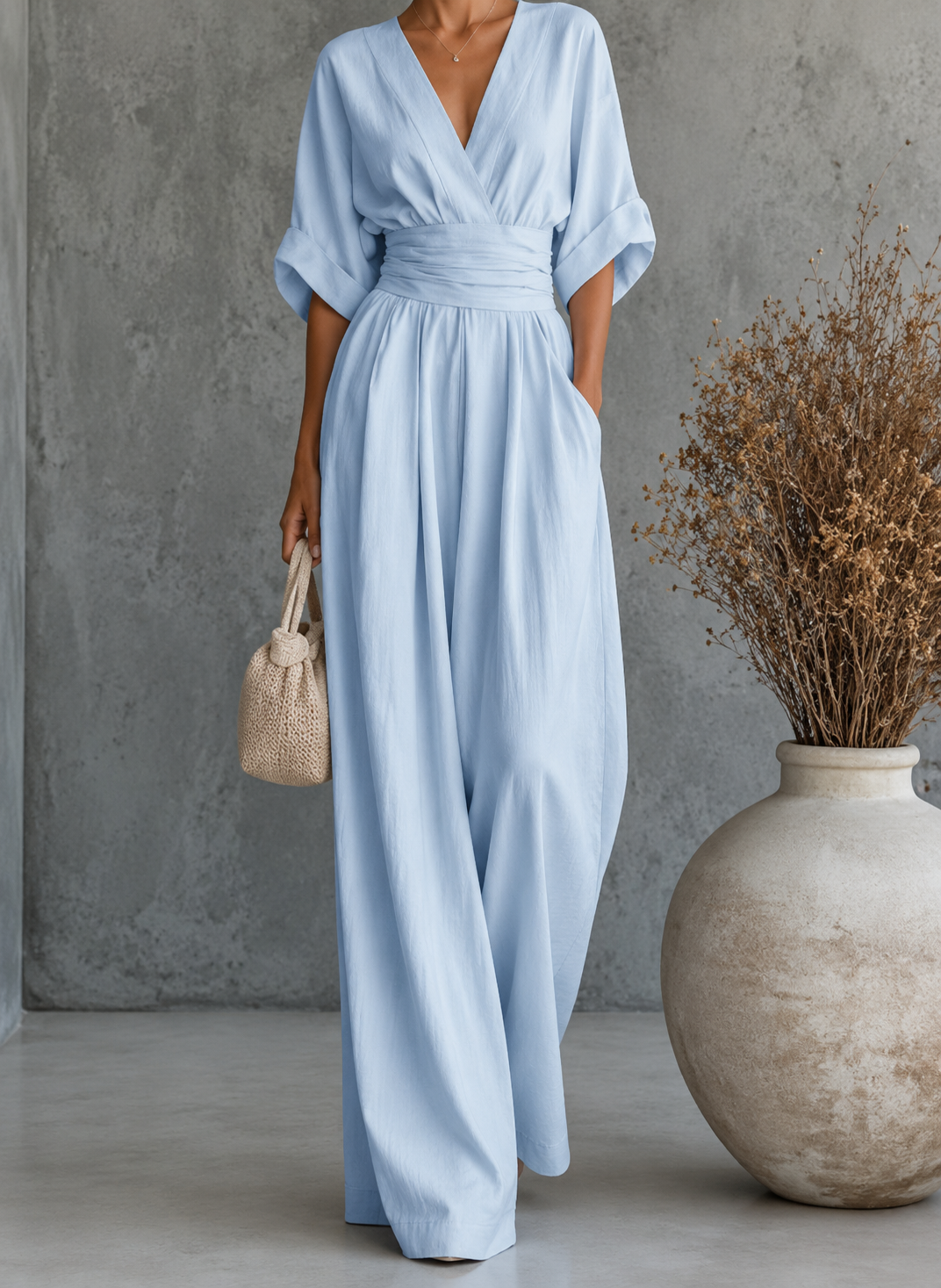 Klara™ | Lång flytande jumpsuit med tryck