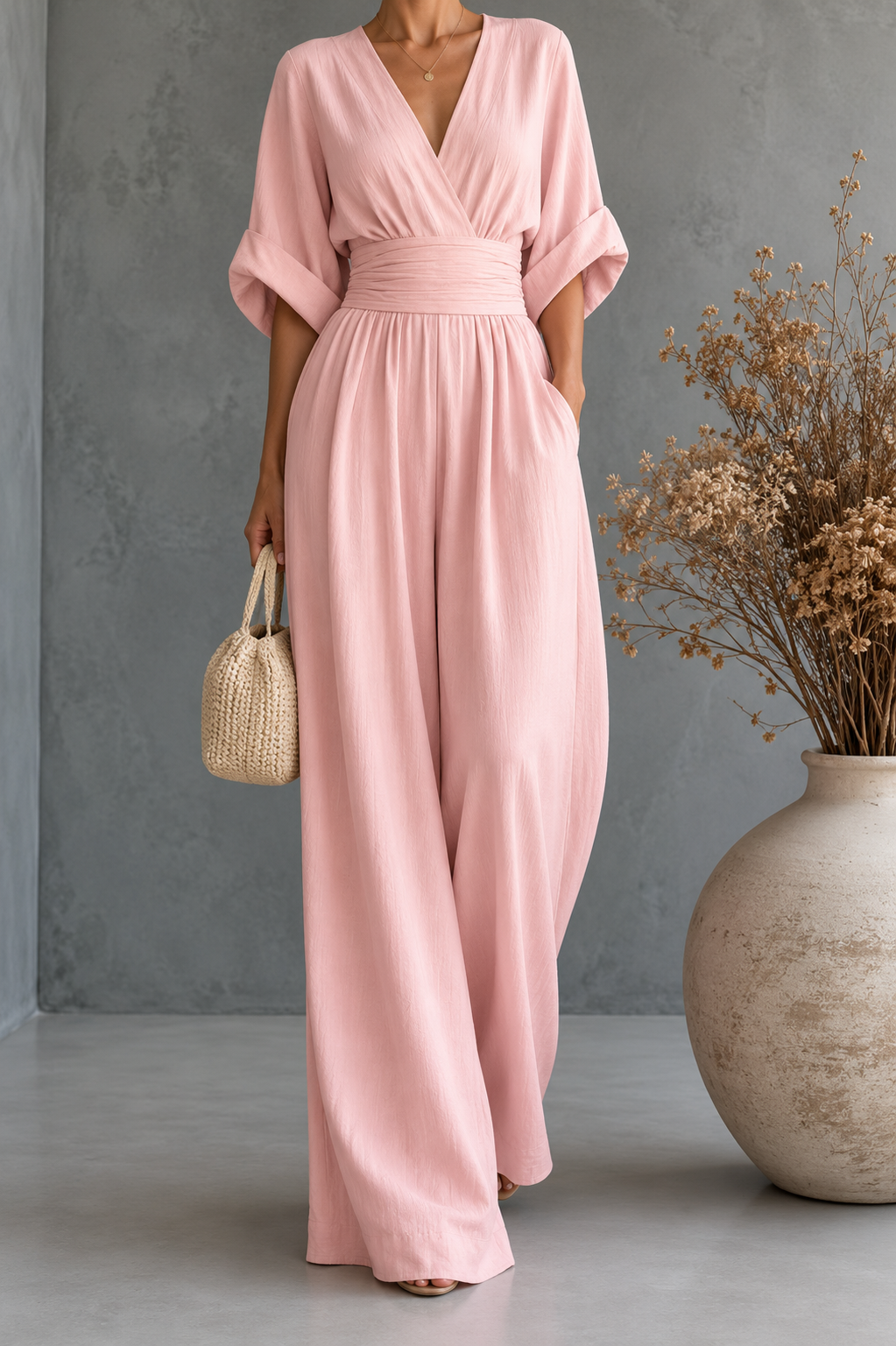 Klara™ | Lång flytande jumpsuit med tryck