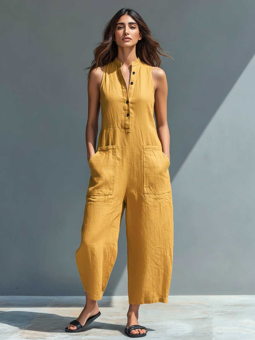 Astrid | Lång flytande jumpsuit med fickor