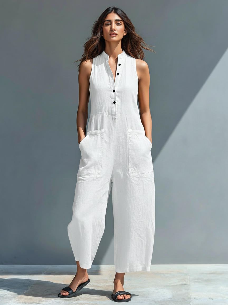 Astrid | Lång flytande jumpsuit med fickor
