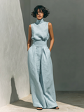Maria™ | Set completo con top a canotta e pantaloni larghi in cotone e lino