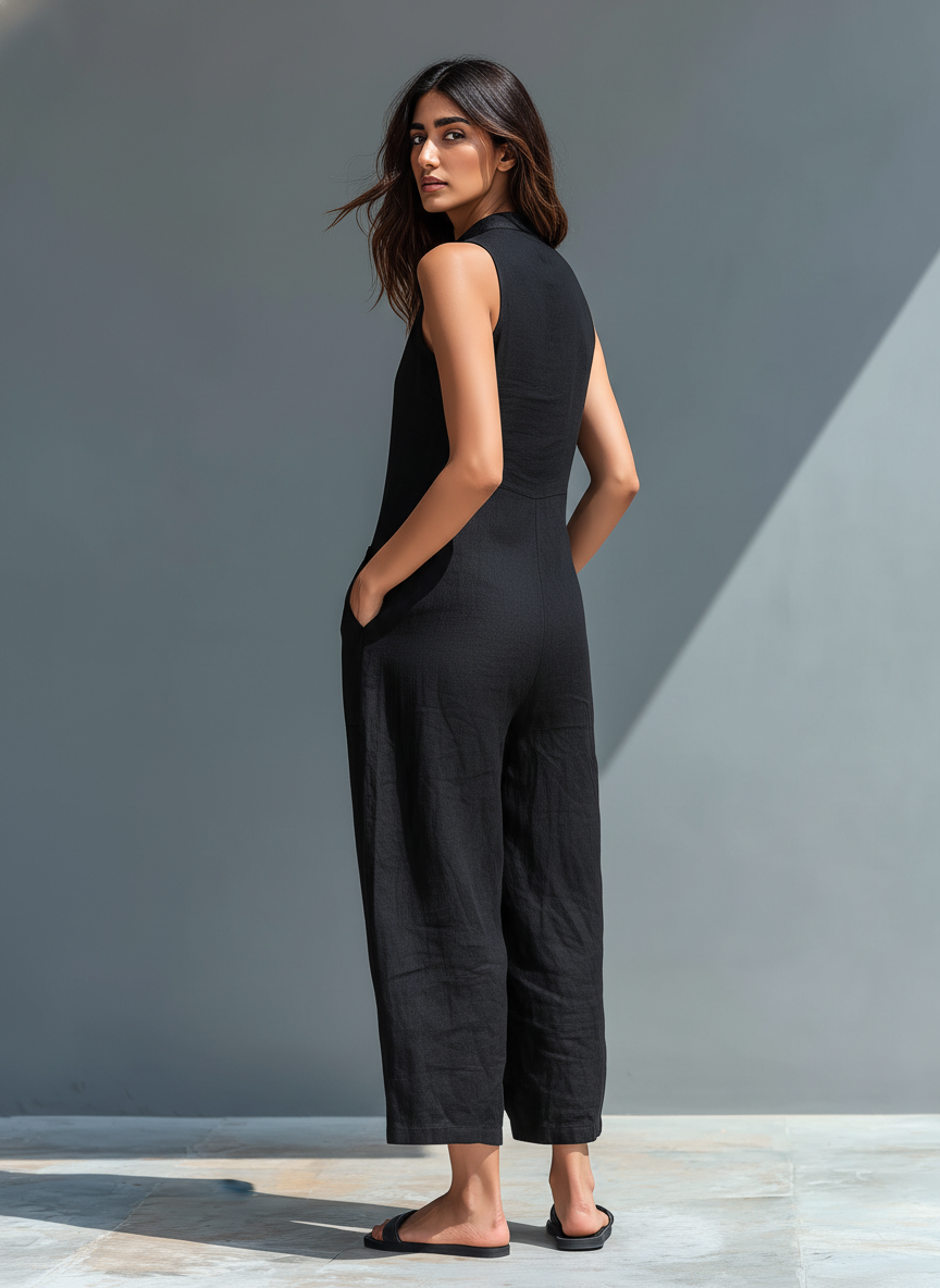 Astrid | Lång flytande jumpsuit med fickor