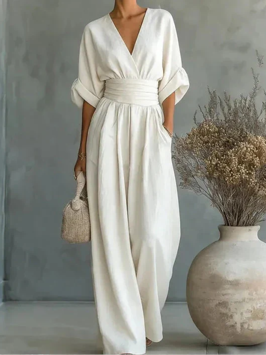 Klara | Lång flytande jumpsuit med tryck