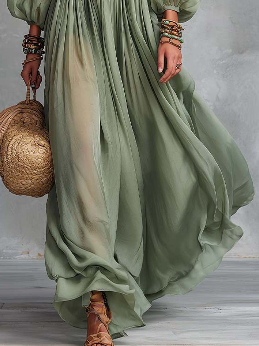 Helena| Bohemisk Maxi-klänning med Blommigt Mönster