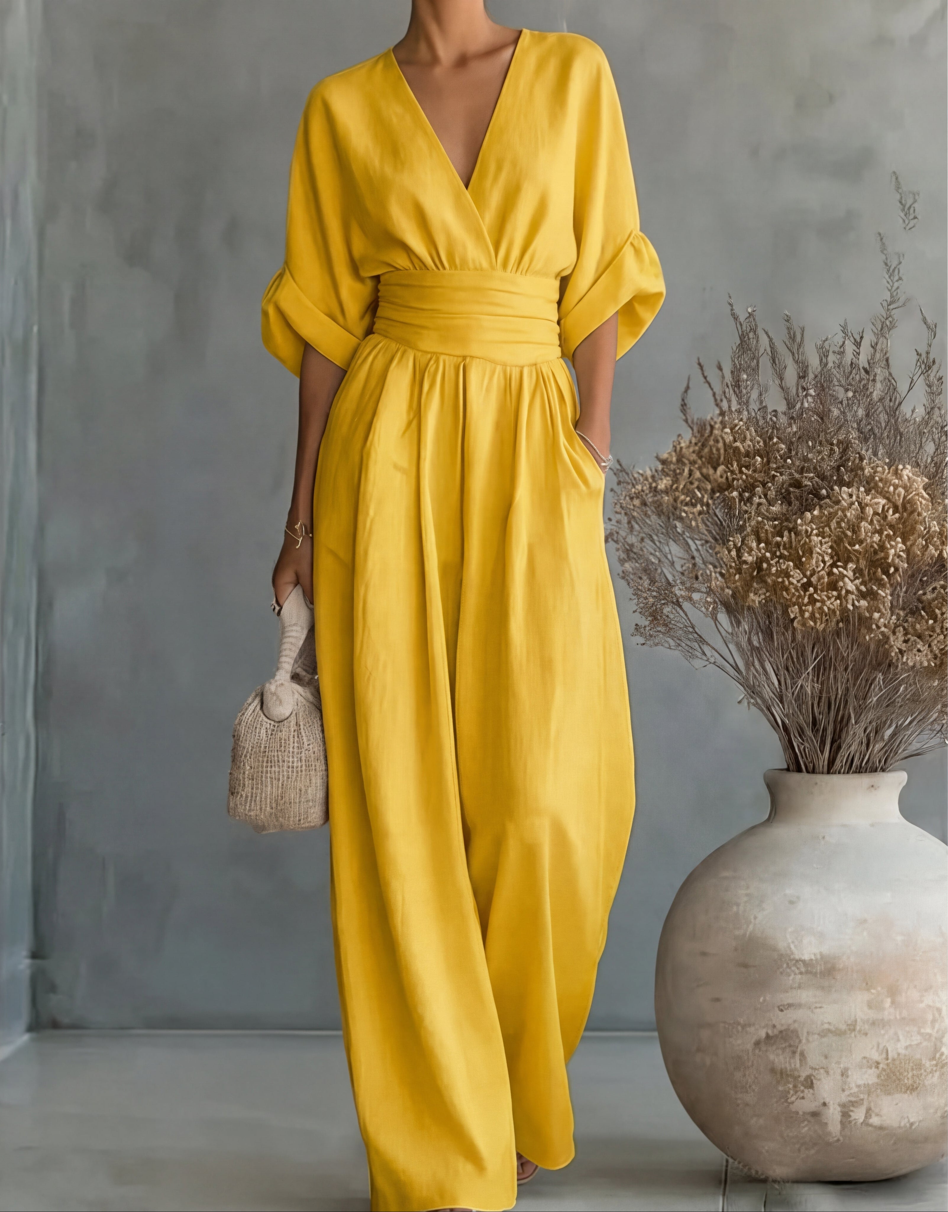 Klara | Lång flytande jumpsuit med tryck