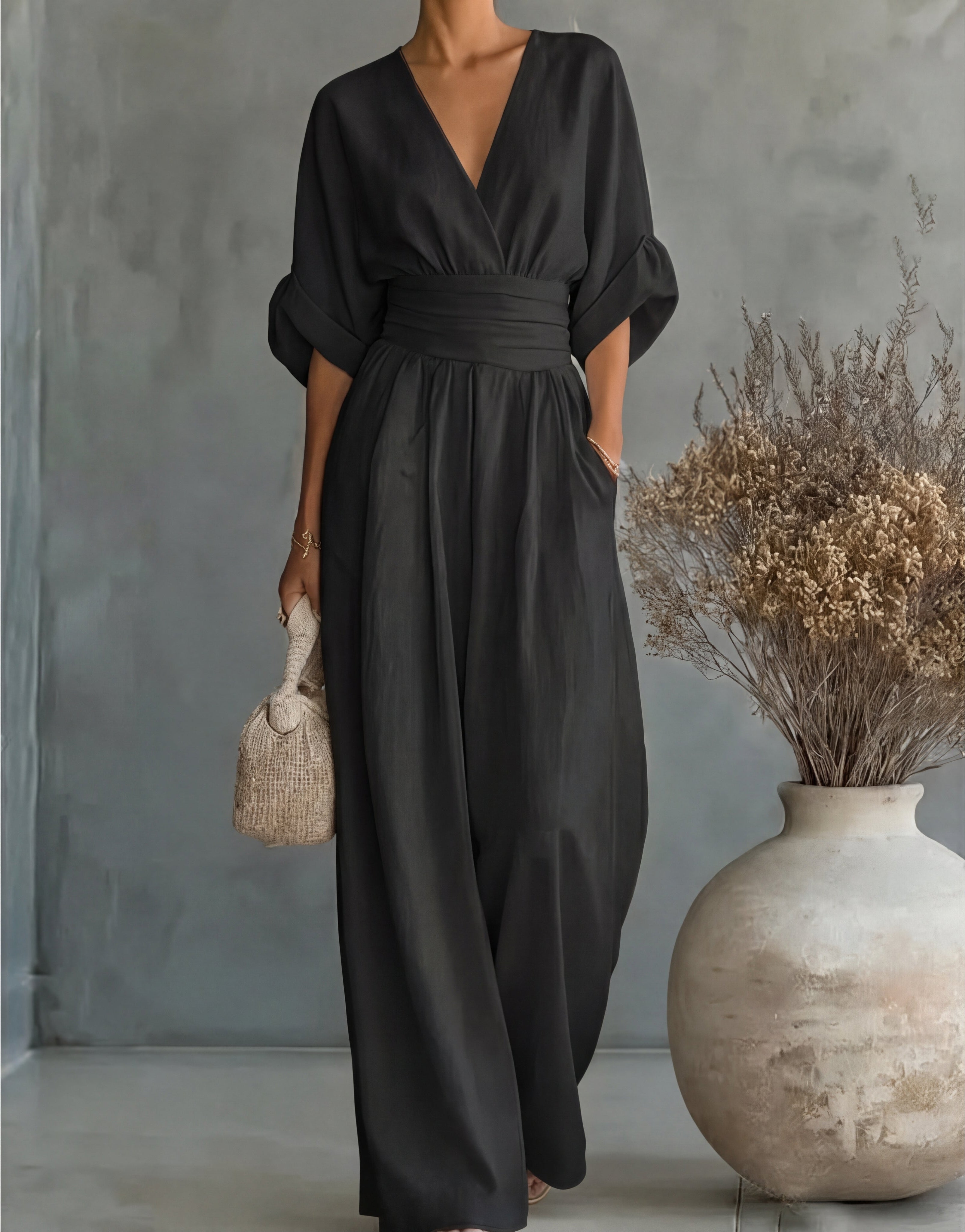 Klara | Lång flytande jumpsuit med tryck