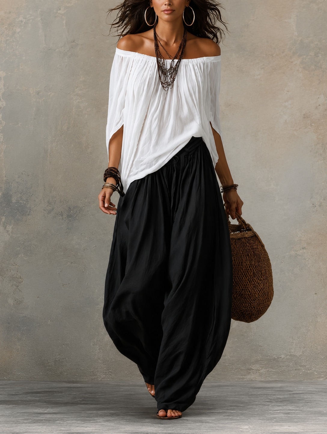 Elin™ | Flytande bohemiskt off-shoulder set
