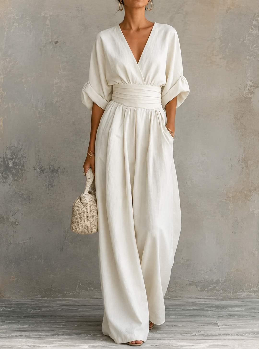 Klara™ | Lång flytande jumpsuit med tryck