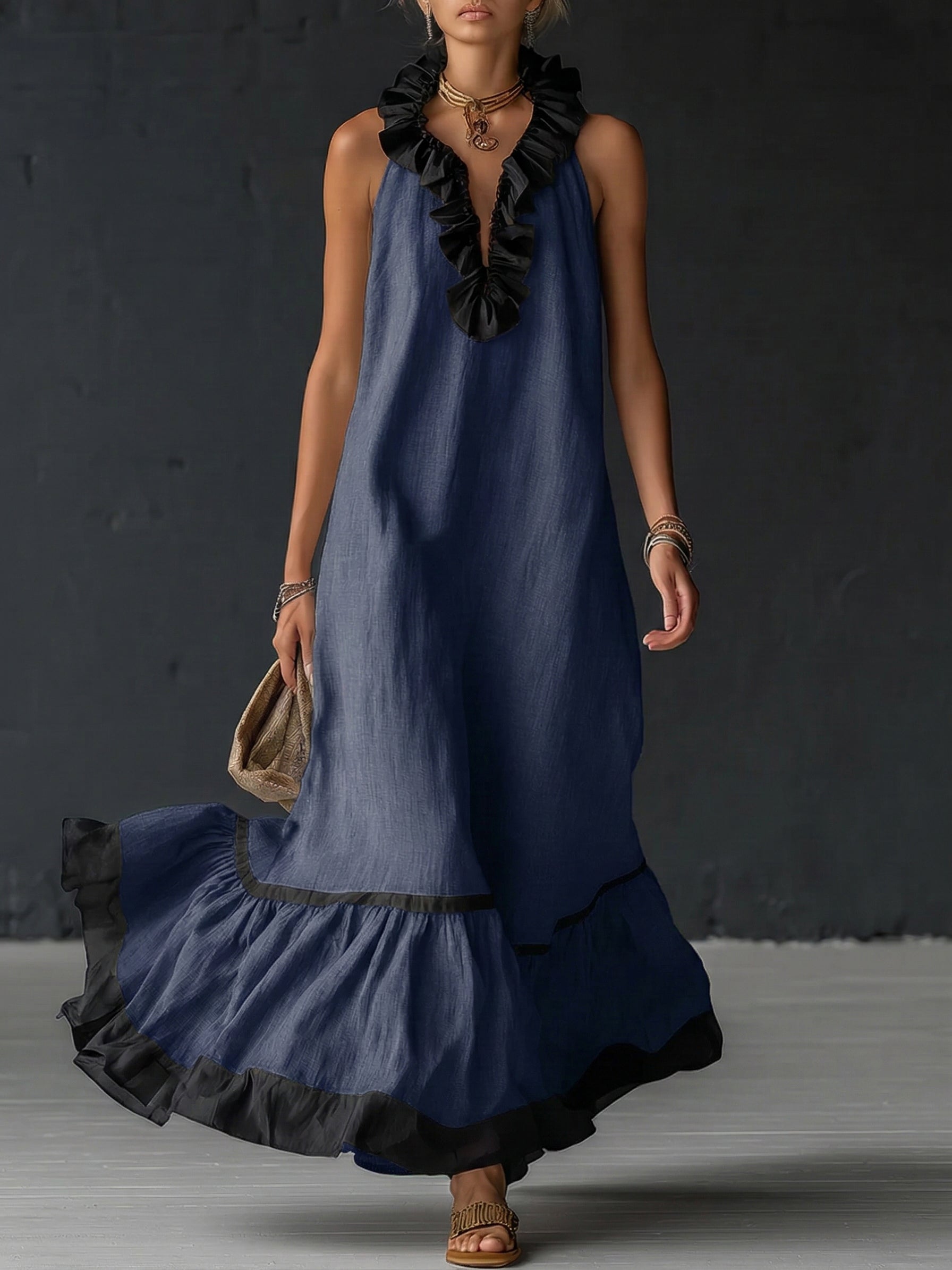 Barbro | Maxiklänning med Volanger