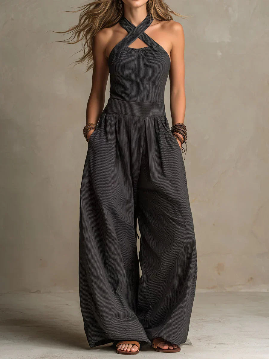 Elin | Lång flytande jumpsuit med halterneck